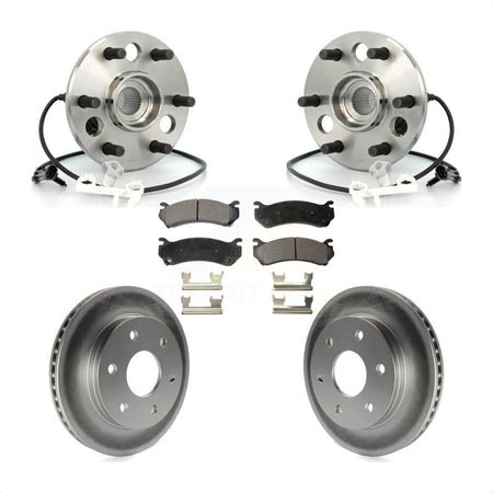 Front Hub Bearing Assembly With Coated Disc Brake Rotors And Semi-Metallic Pads Kit For 2000 Chevrolet Tahoe Z71 with 4WD Rear Brakes KBB-103780 by Transit Auto