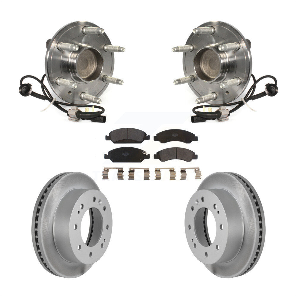 Front Hub Bearing Assembly With Coated Disc Brake Rotors And Semi-Metallic Pads Kit For 2018-2019 Chevrolet Suburban RWD 8 Lug Wheels KBB-103896 by Transit Auto