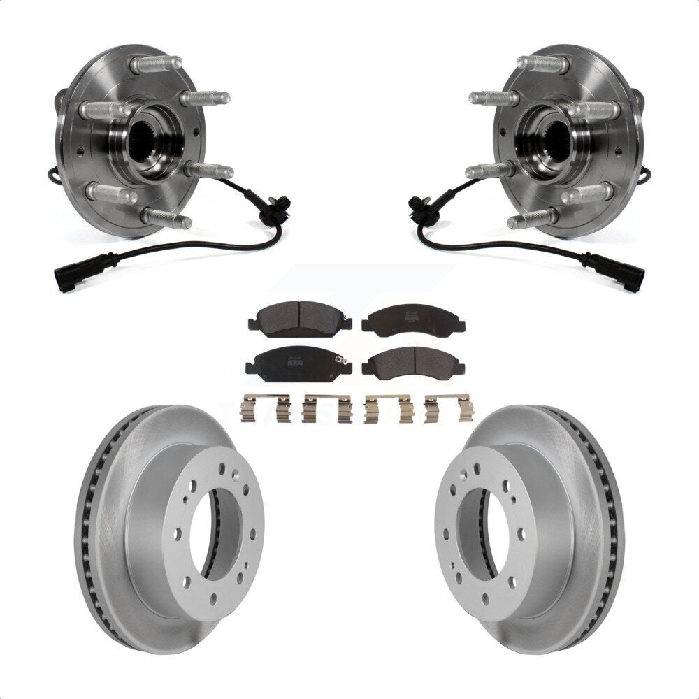 Front Hub Bearing Assembly With Coated Disc Brake Rotors And Semi-Metallic Pads Kit For Chevrolet Suburban 4WD KBB-103898 by Transit Auto
