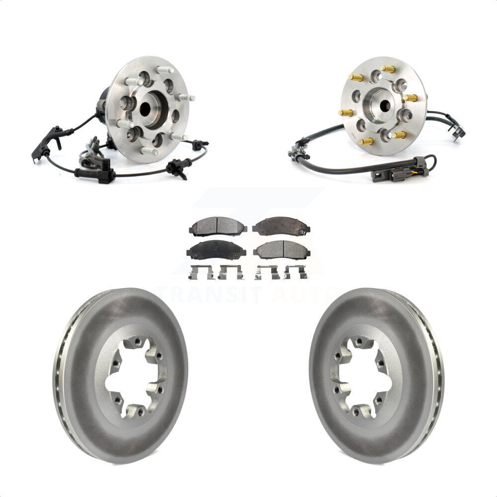 Front Hub Bearing Assembly With Coated Disc Brake Rotors And Semi-Metallic Pads Kit For 2007-2008 Isuzu i-370 RWD Sport Chassis Package (ZQ8) KBB-103924 by Transit Auto