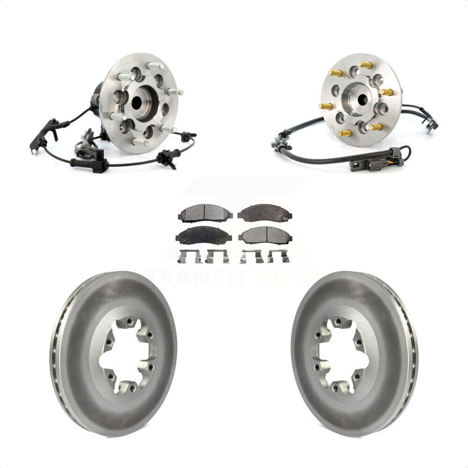 Front Hub Bearing Assembly With Coated Disc Brake Rotors And Semi-Metallic Pads Kit For 2007-2008 Isuzu i-370 RWD Sport Chassis Package (ZQ8) KBB-103924 by Transit Auto