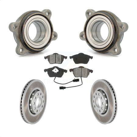 Front Hub Bearing Assembly With Coated Disc Brake Rotors And Semi-Metallic Pads Kit For Audi A4 Quattro A6 288mm Diameter Rotor KBB-103930 by Transit Auto