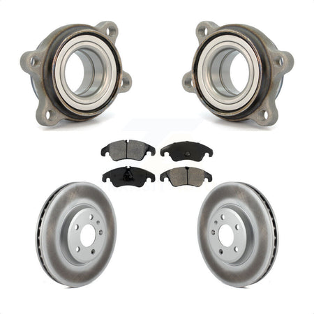 Front Hub Bearing Assembly With Coated Disc Brake Rotors And Semi-Metallic Pads Kit For 2009 Audi A4 Sedan 85mm Pilot Diameter KBB-103934 by Transit Auto
