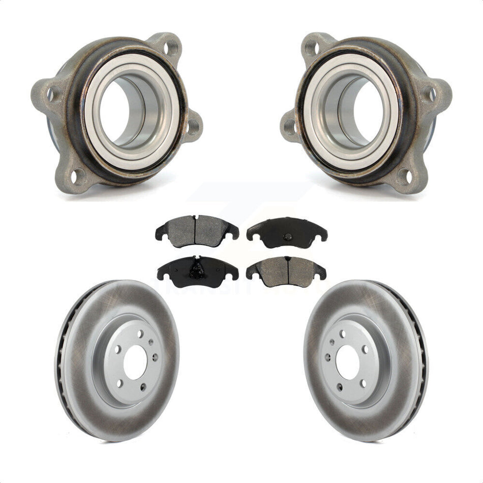 Front Hub Bearing Assembly With Coated Disc Brake Rotors And Semi-Metallic Pads Kit For 2009 Audi A4 Sedan 85mm Pilot Diameter KBB-103934 by Transit Auto