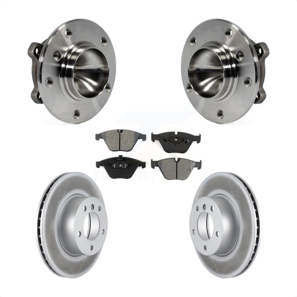 Front Hub Bearing Assembly With Coated Disc Brake Rotors And Semi-Metallic Pads Kit For 2007 BMW 323i 312mm Diameter Rotor KBB-104080 by Transit Auto