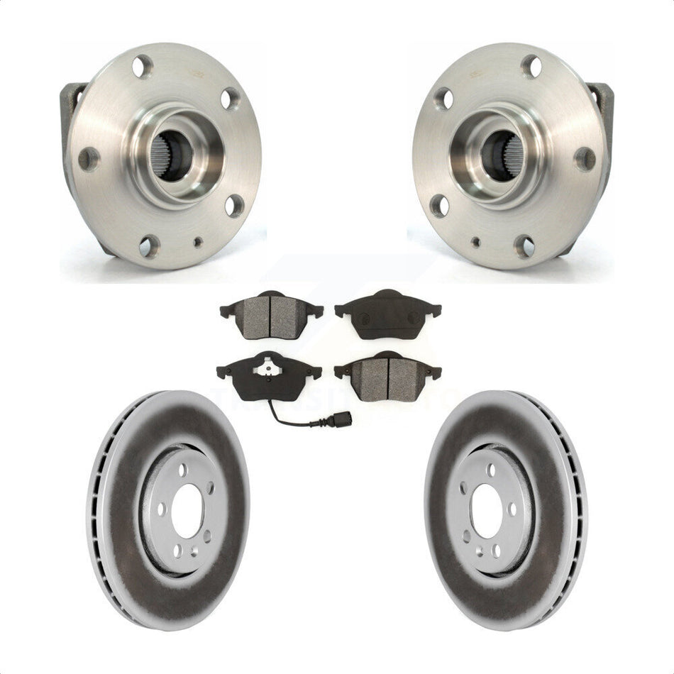 Front Hub Bearing Assembly With Coated Disc Brake Rotors And Semi-Metallic Pads Kit For 2006 Volkswagen Golf 1.8L KBB-104092 by Transit Auto