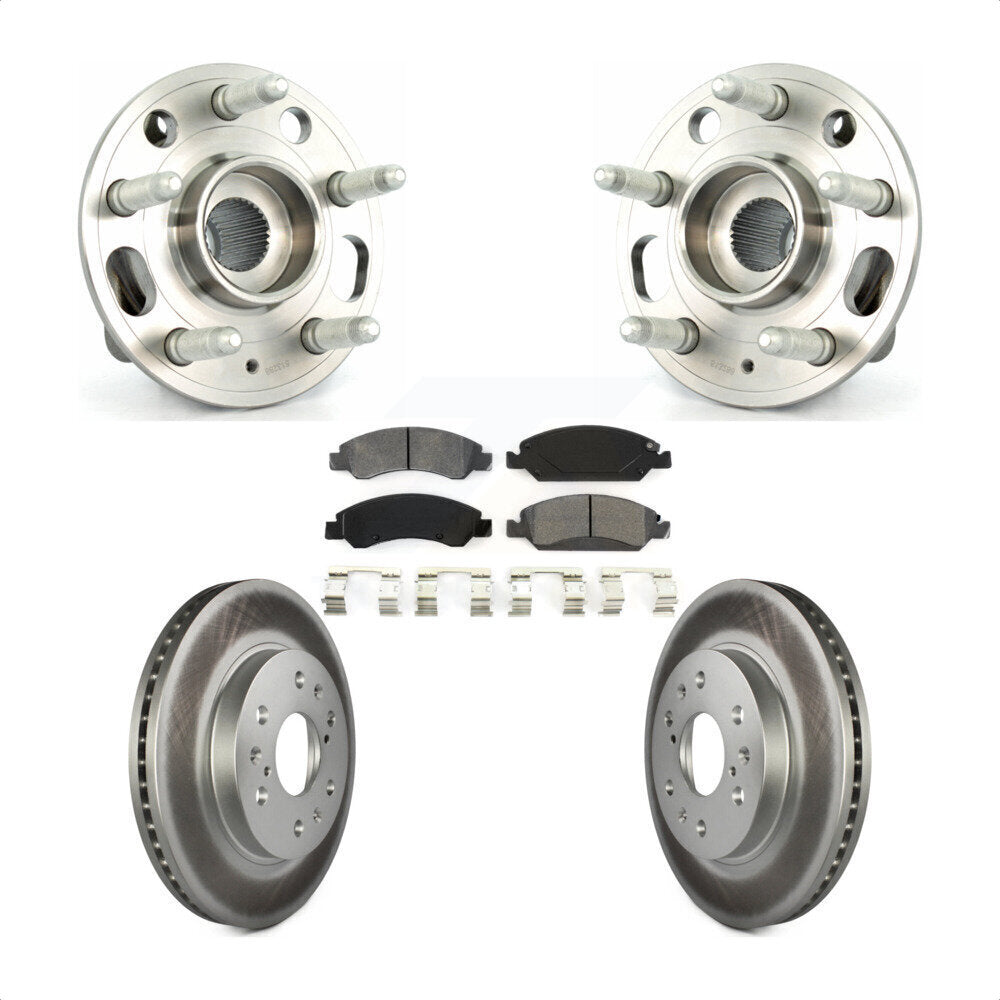 Front Hub Bearing Assembly With Coated Disc Brake Rotors And Semi-Metallic Pads Kit For Cadillac XTS 6 Lug Wheels Heavy Duty Brakes KBB-104138 by Transit Auto