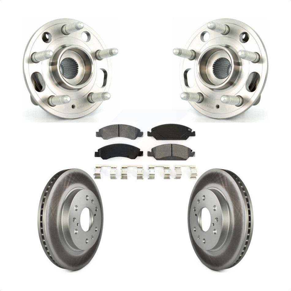 Front Hub Bearing Assembly With Coated Disc Brake Rotors And Semi-Metallic Pads Kit For Cadillac XTS 6 Lug Wheels Heavy Duty Brakes KBB-104138 by Transit Auto