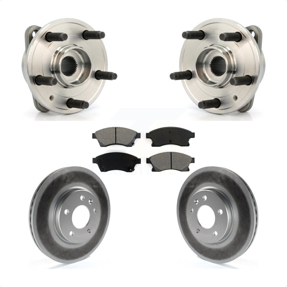 Front Hub Bearing Assembly With Coated Disc Brake Rotors And Semi-Metallic Pads Kit For 2014-2015 Chevrolet Cruze DIESEL engine 15" Factory Wheels KBB-104178 by Transit Auto