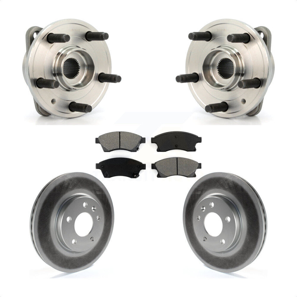 Front Hub Bearing Assembly With Coated Disc Brake Rotors And Semi-Metallic Pads Kit For 2014-2015 Chevrolet Cruze DIESEL engine 15" Factory Wheels KBB-104178 by Transit Auto