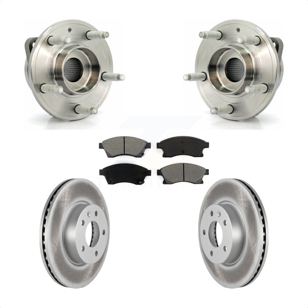 Front Hub Bearing Assembly With Coated Disc Brake Rotors And Semi-Metallic Pads Kit For Cadillac ATS 300mm Diameter Rotor KBB-104181 by Transit Auto