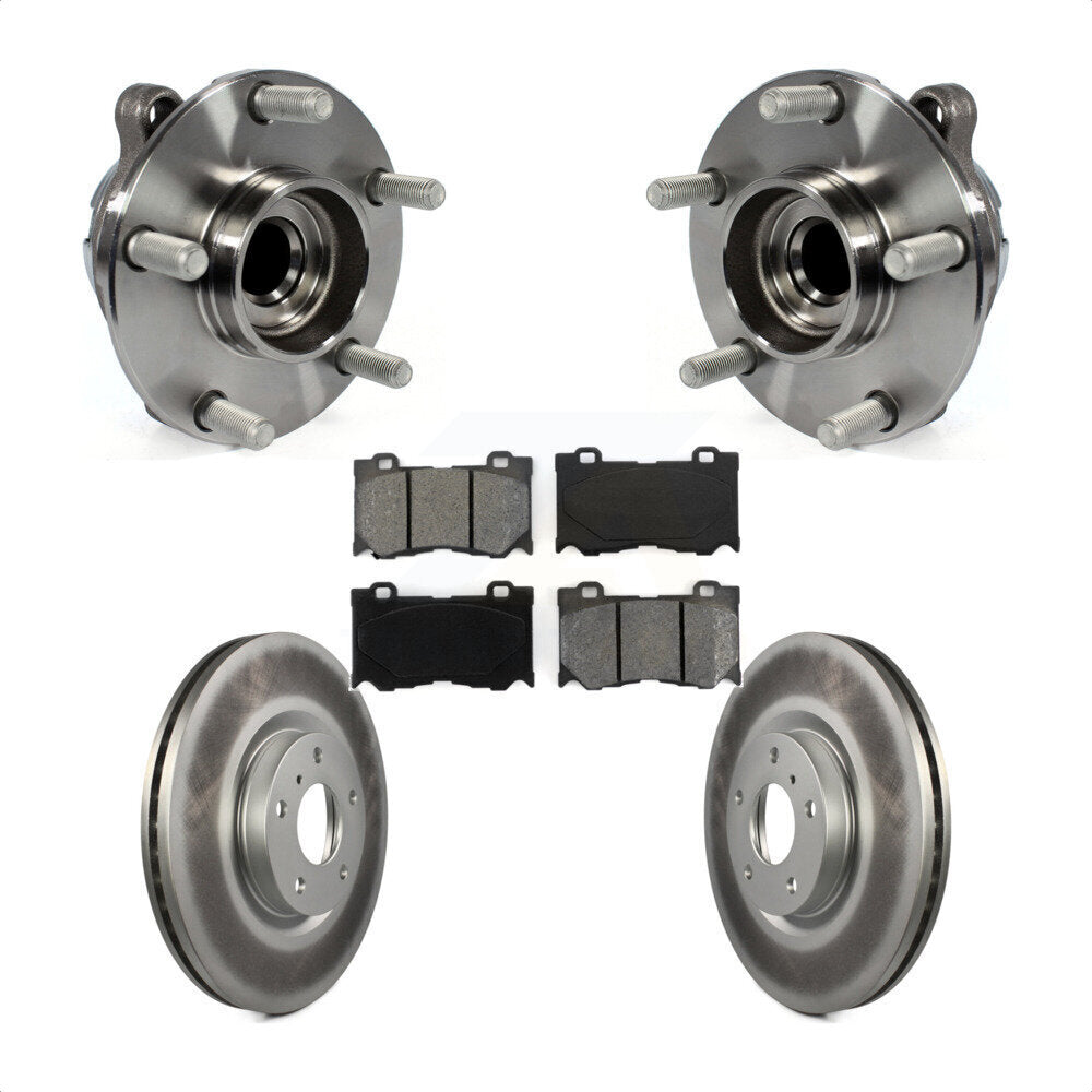 Front Hub Bearing Assembly With Coated Disc Brake Rotors And Semi-Metallic Pads Kit For 2017-2018 INFINITI Q70 Hybrid with RWD Sport Package KBB-104197 by Transit Auto