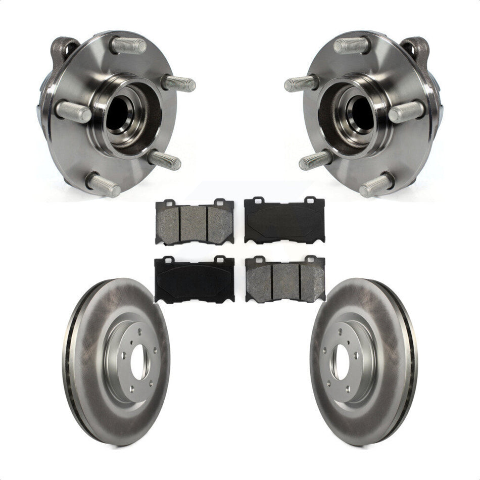Front Hub Bearing Assembly With Coated Disc Brake Rotors And Semi-Metallic Pads Kit For 2017-2018 INFINITI Q70 Hybrid with RWD Sport Package KBB-104197 by Transit Auto