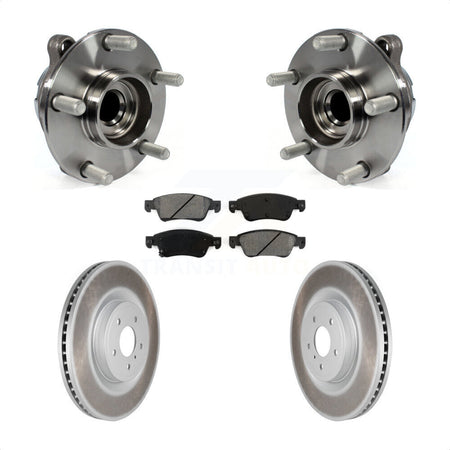 Front Hub Bearing Assembly With Coated Disc Brake Rotors And Semi-Metallic Pads Kit For 2014 INFINITI Q60 Sport with RWD Without Package KBB-104201 by Transit Auto