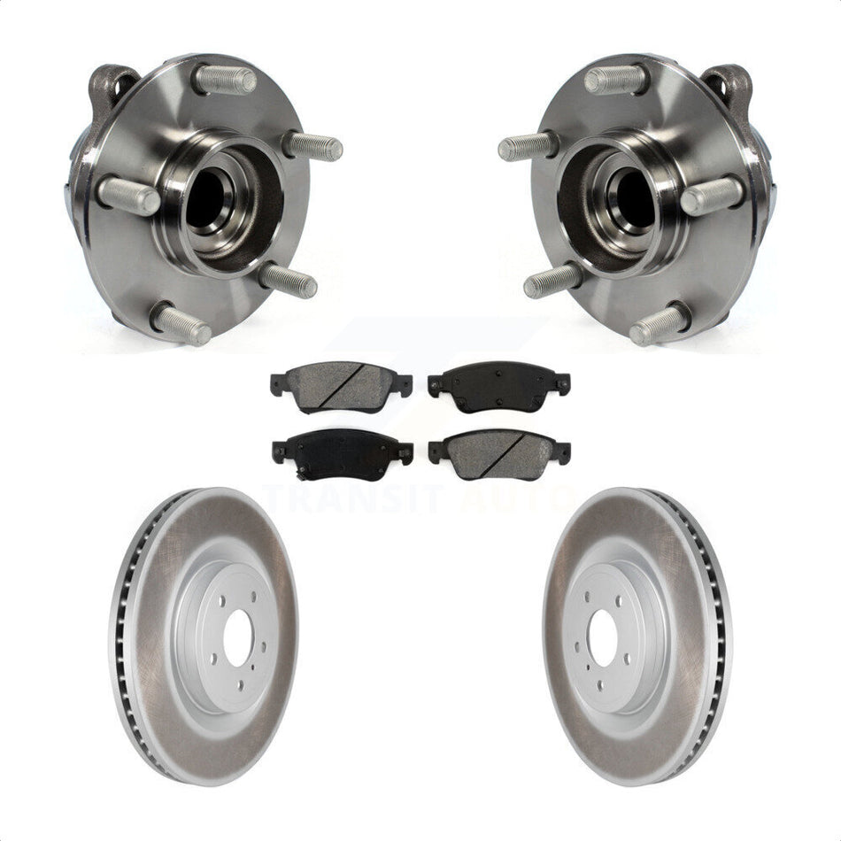 Front Hub Bearing Assembly With Coated Disc Brake Rotors And Semi-Metallic Pads Kit For 2014 INFINITI Q60 Sport with RWD Without Package KBB-104201 by Transit Auto