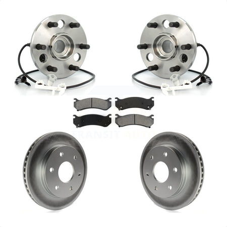 Front Hub Bearing Assembly With Coated Disc Brake Rotors And Semi-Metallic Pads Kit For 2000 Chevrolet Tahoe Z71 with 4WD Rear Brakes KBB-104257 by Transit Auto