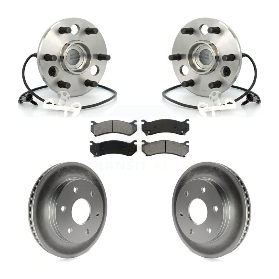 Front Hub Bearing Assembly With Coated Disc Brake Rotors And Semi-Metallic Pads Kit For 2000 Chevrolet Tahoe Z71 with 4WD Rear Brakes KBB-104257 by Transit Auto