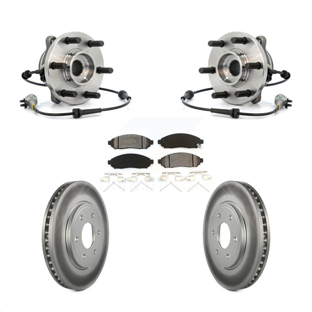 Front Hub Bearing Assembly With Coated Disc Brake Rotors And Semi-Metallic Pads Kit For Nissan Frontier 4WD with 2.5L KBB-104294 by Transit Auto