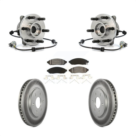 Front Hub Bearing Assembly With Coated Disc Brake Rotors And Semi-Metallic Pads Kit For Nissan Frontier 4WD with 2.5L KBB-104294 by Transit Auto
