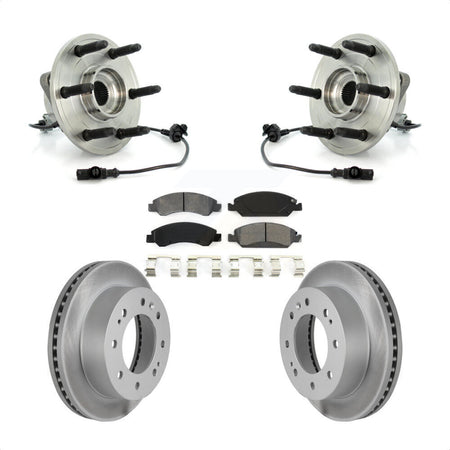 Front Hub Bearing Assembly With Coated Disc Brake Rotors And Semi-Metallic Pads Kit For 2011 Chevrolet Silverado 1500 Hybrid with 4WD KBB-104331 by Transit Auto