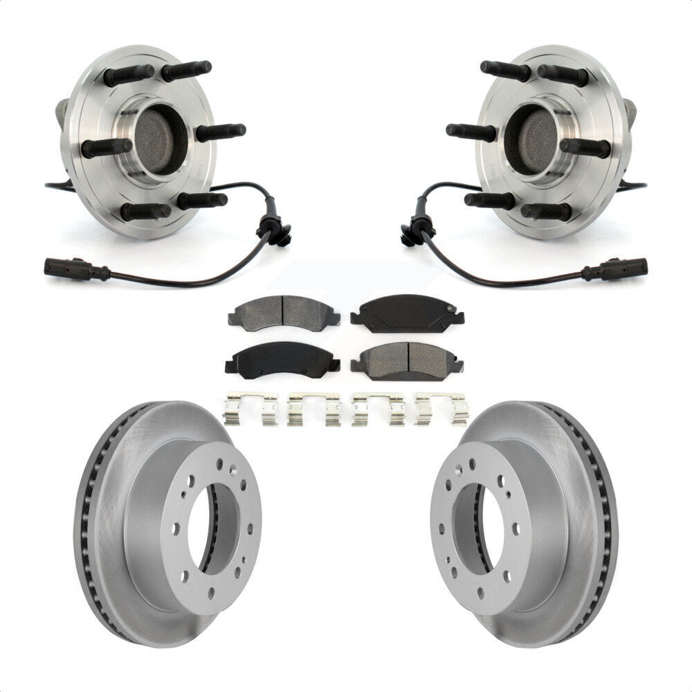 Front Hub Bearing Assembly With Coated Disc Brake Rotors And Semi-Metallic Pads Kit For 2011 Chevrolet Silverado 1500 Hybrid with RWD KBB-104336 by Transit Auto