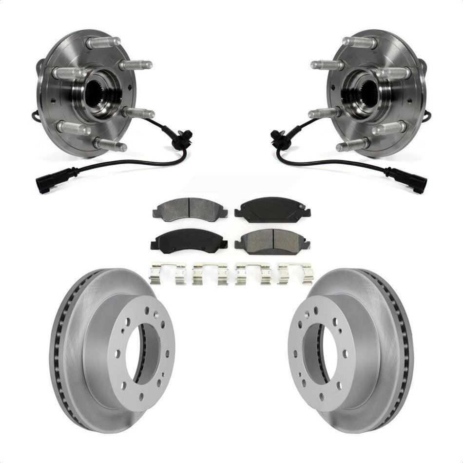 Front Hub Bearing Assembly With Coated Disc Brake Rotors And Semi-Metallic Pads Kit For Chevrolet Suburban 4WD KBB-104379 by Transit Auto