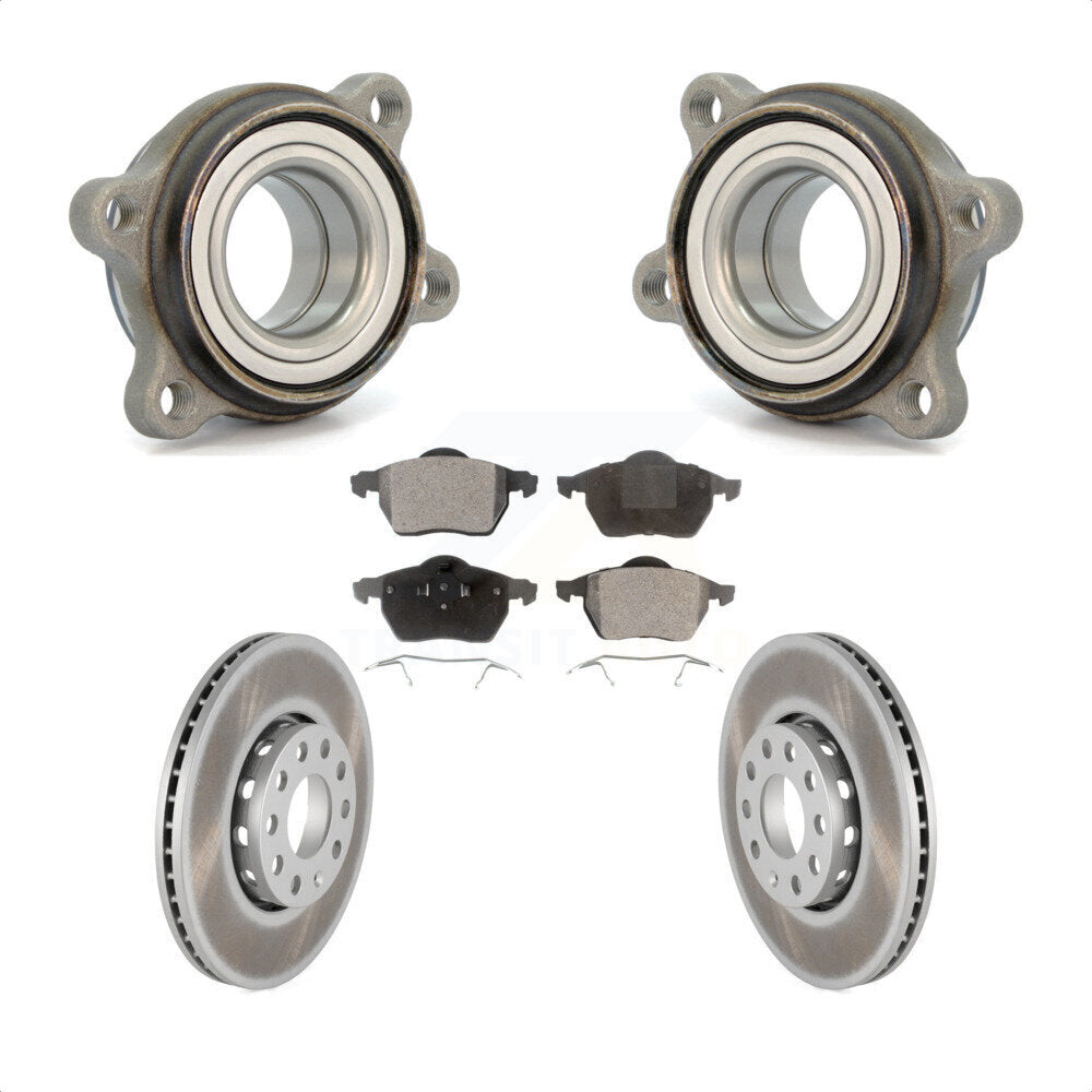 Front Hub Bearing Assembly With Coated Disc Brake Rotors And Ceramic Pads Kit For Audi A4 Quattro A6 288mm Diameter Rotor KBB-104401 by Transit Auto