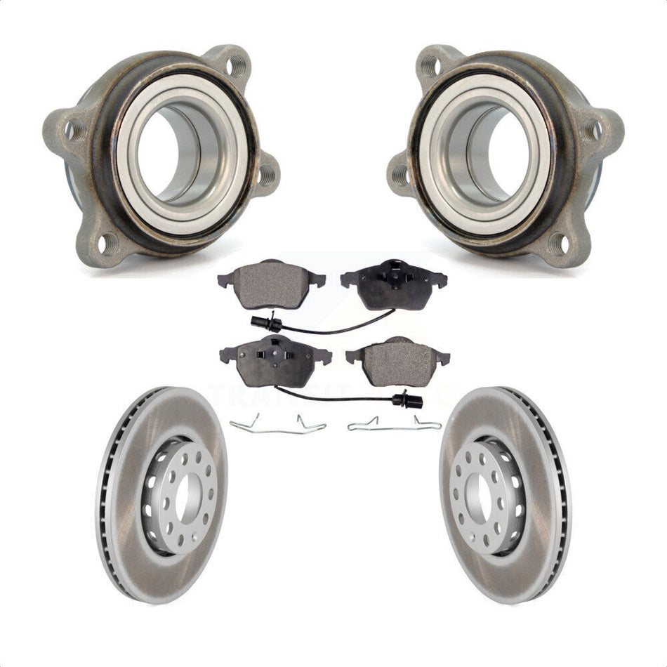 Front Hub Bearing Assembly With Coated Disc Brake Rotors And Ceramic Pads Kit For Audi A4 Quattro A6 288mm Diameter Rotor KBB-104402 by Transit Auto