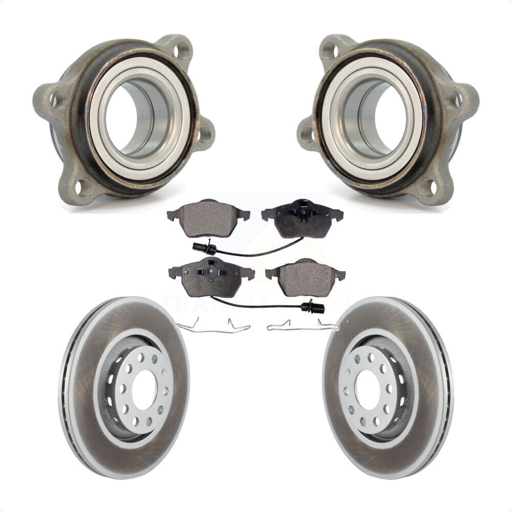 Front Hub Bearing Assembly With Coated Disc Brake Rotors And Ceramic Pads Kit For Audi A4 Quattro A6 S4 S6 KBB-104405 by Transit Auto