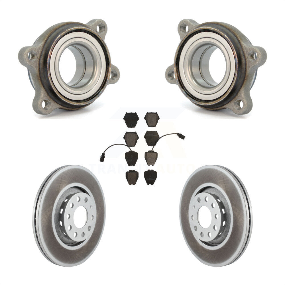 Front Hub Bearing Assembly With Coated Disc Brake Rotors And Ceramic Pads Kit For 2000 Audi A8 Quattro 323mm Diameter Rotor KBB-104406 by Transit Auto
