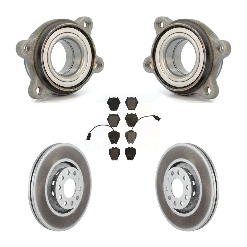 Front Hub Bearing Assembly With Coated Disc Brake Rotors And Ceramic Pads Kit For 2000 Audi A8 Quattro 323mm Diameter Rotor KBB-104406 by Transit Auto