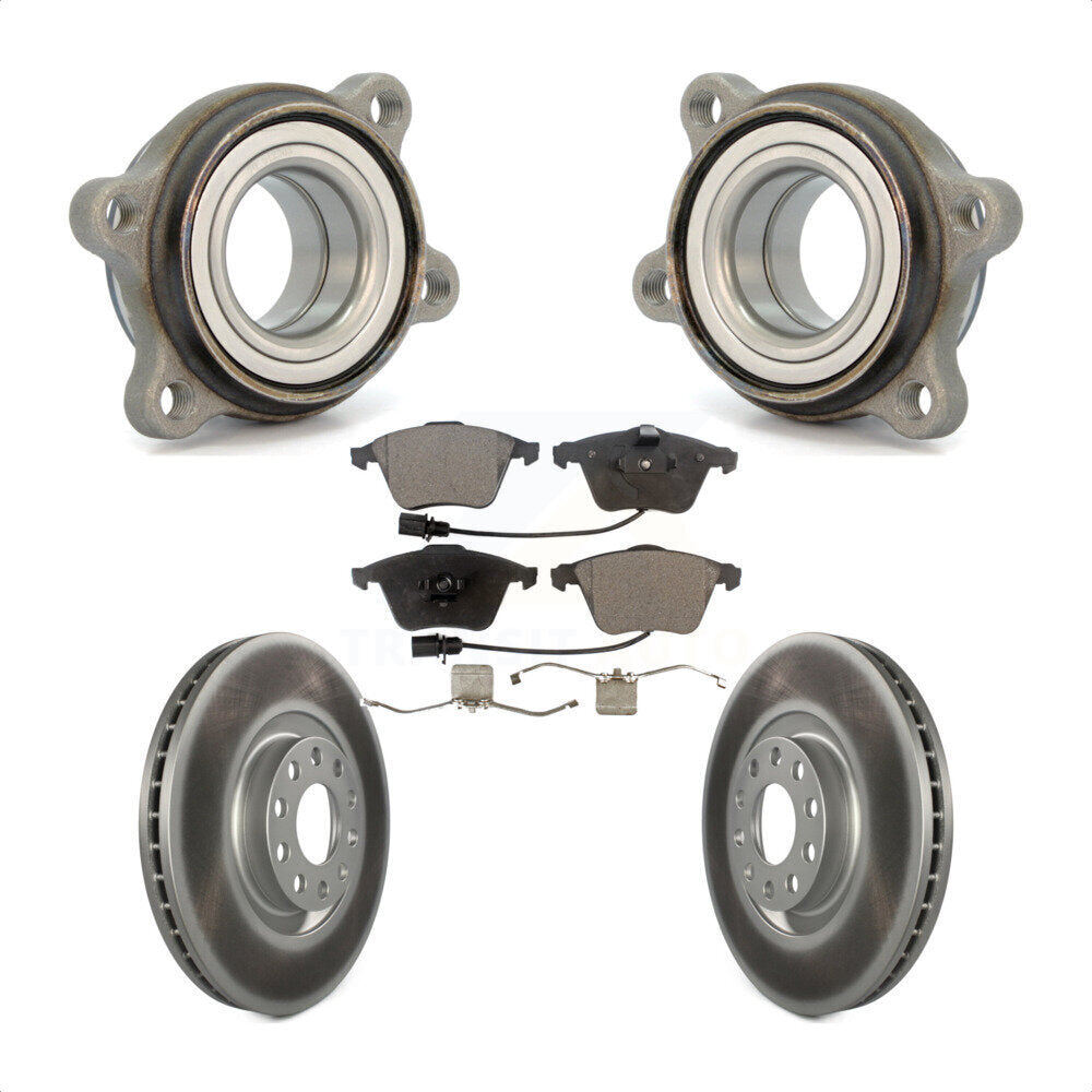 Front Hub Bearing Assembly With Coated Disc Brake Rotors And Ceramic Pads Kit For Audi A4 Quattro KBB-104407 by Transit Auto