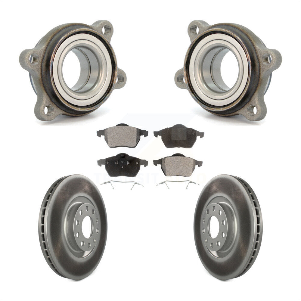 Front Hub Bearing Assembly With Coated Disc Brake Rotors And Ceramic Pads Kit For 2000 Audi A6 Quattro 320mm Diameter Rotor KBB-104408 by Transit Auto