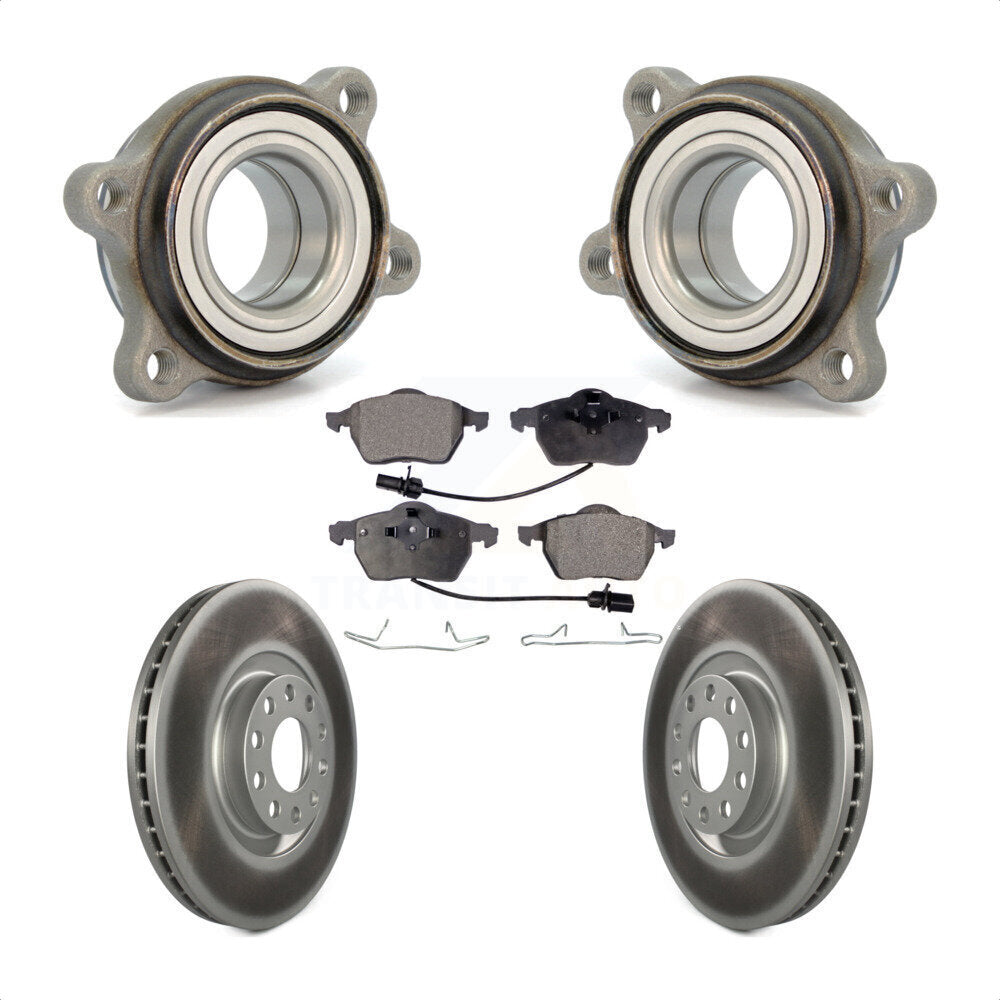 Front Hub Bearing Assembly With Coated Disc Brake Rotors And Ceramic Pads Kit For 2000 Audi A6 Quattro 320mm Diameter Rotor KBB-104409 by Transit Auto