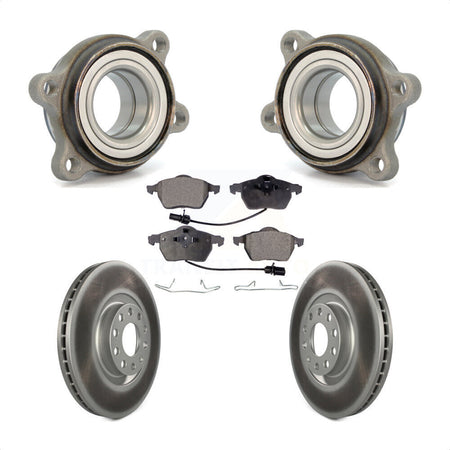 Front Hub Bearing Assembly With Coated Disc Brake Rotors And Ceramic Pads Kit For 2000 Audi A6 Quattro 320mm Diameter Rotor KBB-104409 by Transit Auto