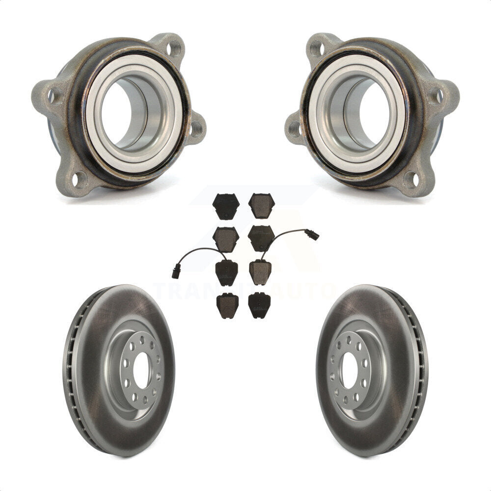 Front Hub Bearing Assembly With Coated Disc Brake Rotors And Ceramic Pads Kit For 2003 Audi A6 321mm Diameter Rotor Dual Piston Caliper KBB-104410 by Transit Auto
