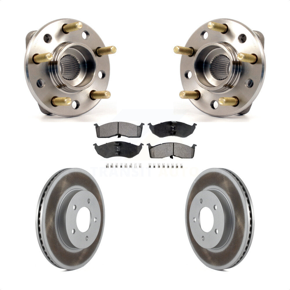 Front Hub Bearing Assembly With Coated Disc Brake Rotors And Ceramic Pads Kit For Chrysler Dodge Intrepid 300M Concorde LHS KBB-104434 by Transit Auto