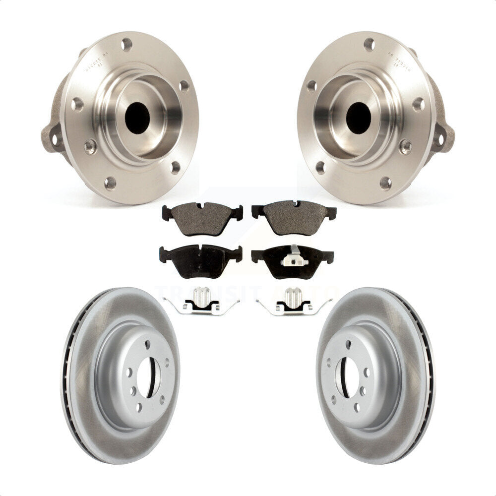 Front Hub Bearing Assembly With Coated Disc Brake Rotors And Ceramic Pads Kit For 2011 BMW 528i Without Performance Brakes 330mm Diameter Rotor KBB-104504 by Transit Auto