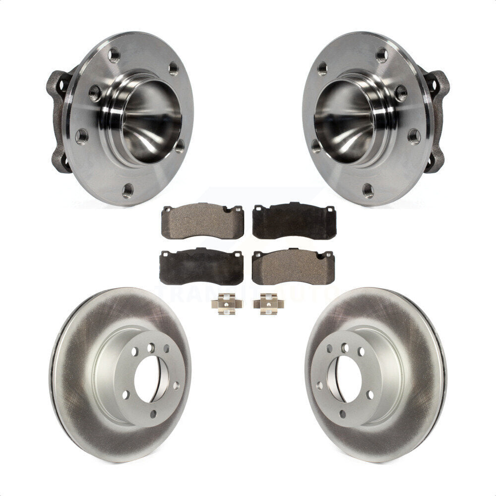 Front Hub Bearing Assembly With Coated Disc Brake Rotors And Ceramic Pads Kit For 2012 BMW 328i 3.0L 340mm Diameter Rotor KBB-104564 by Transit Auto