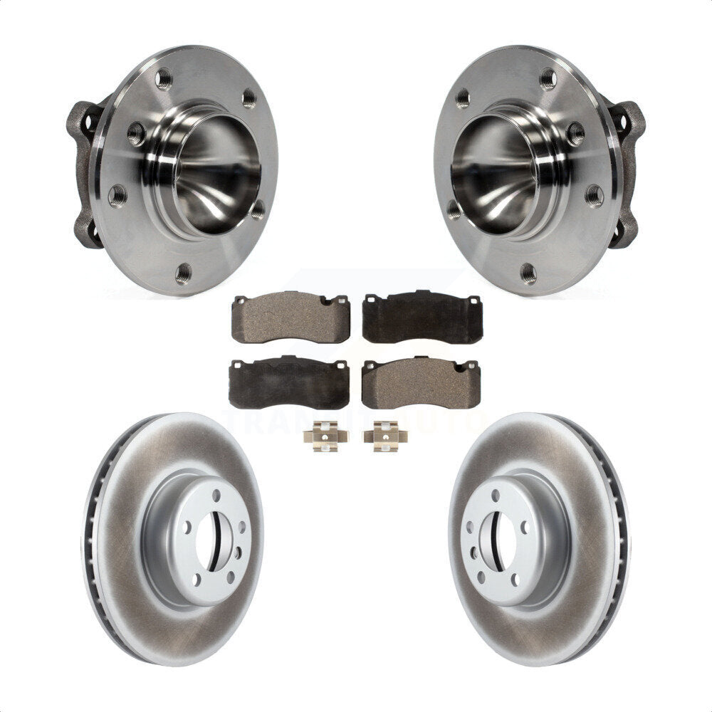 Front Hub Bearing Assembly With Coated Disc Brake Rotors And Ceramic Pads Kit For 2013 BMW 328i 3.0L 340mm Diameter Rotor KBB-104567 by Transit Auto