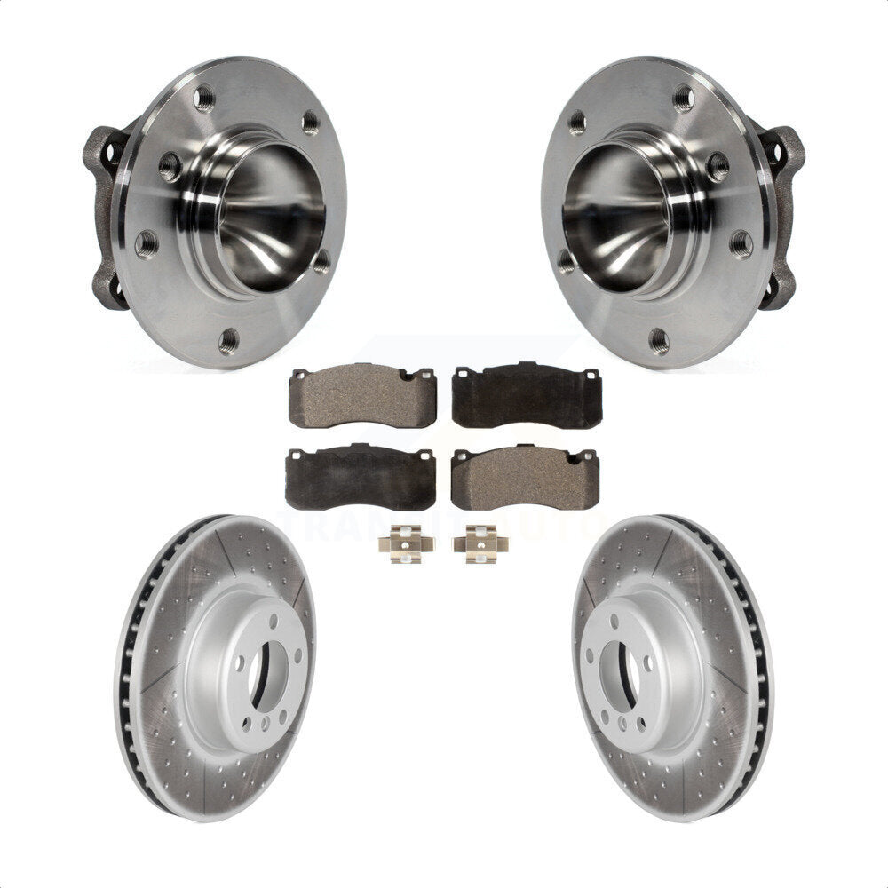 Front Hub Bearing Assembly With Coated Disc Brake Rotors And Ceramic Pads Kit For 2013 BMW 328i 3.0L 340mm Diameter Rotor KBB-104568 by Transit Auto