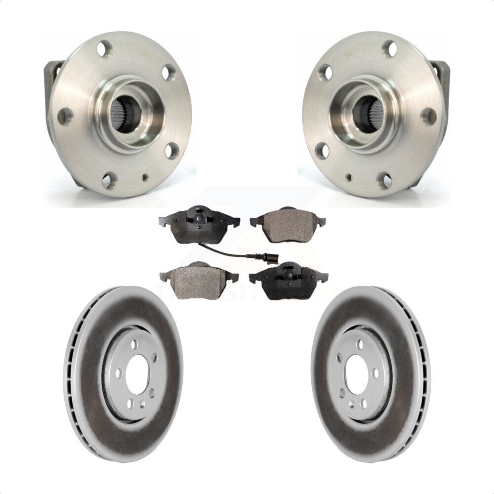 Front Hub Bearing Assembly With Coated Disc Brake Rotors And Ceramic Pads Kit For 2006 Volkswagen Golf 1.8L KBB-104577 by Transit Auto
