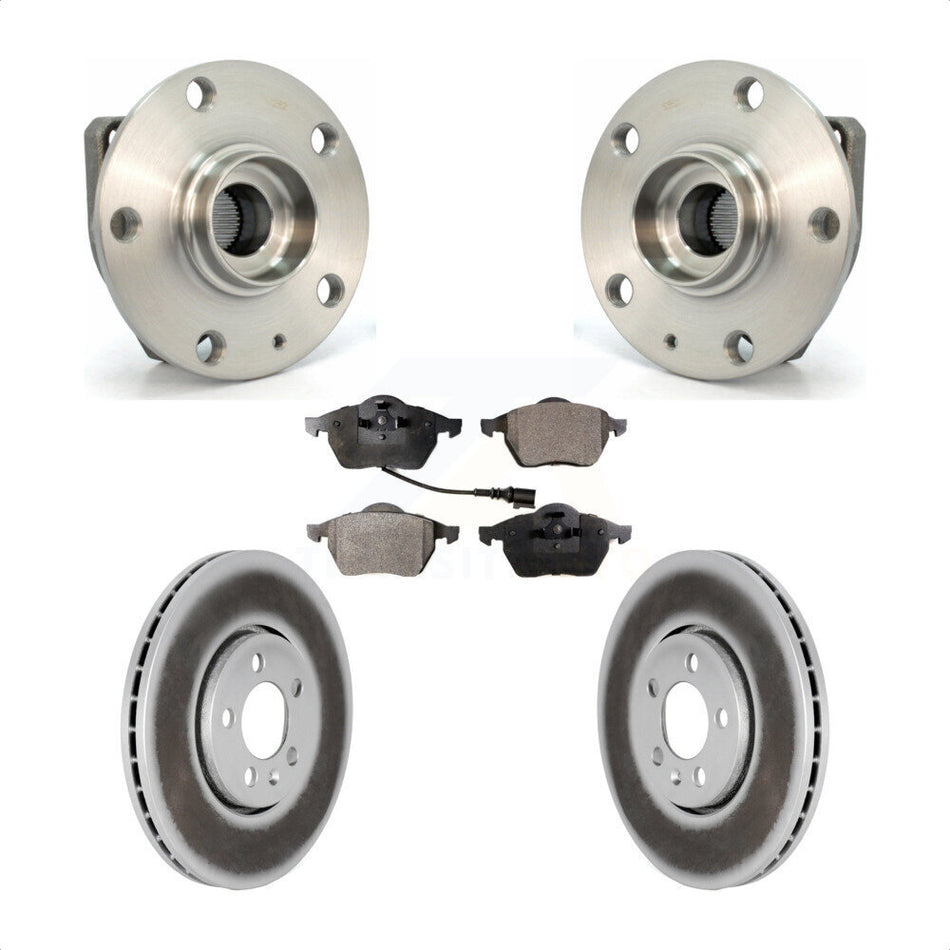 Front Hub Bearing Assembly With Coated Disc Brake Rotors And Ceramic Pads Kit For 2006 Volkswagen Golf 1.8L KBB-104577 by Transit Auto