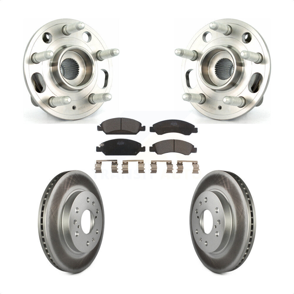 Front Hub Bearing Assembly With Coated Disc Brake Rotors And Ceramic Pads Kit For Cadillac XTS 6 Lug Wheels Heavy Duty Brakes KBB-104628 by Transit Auto