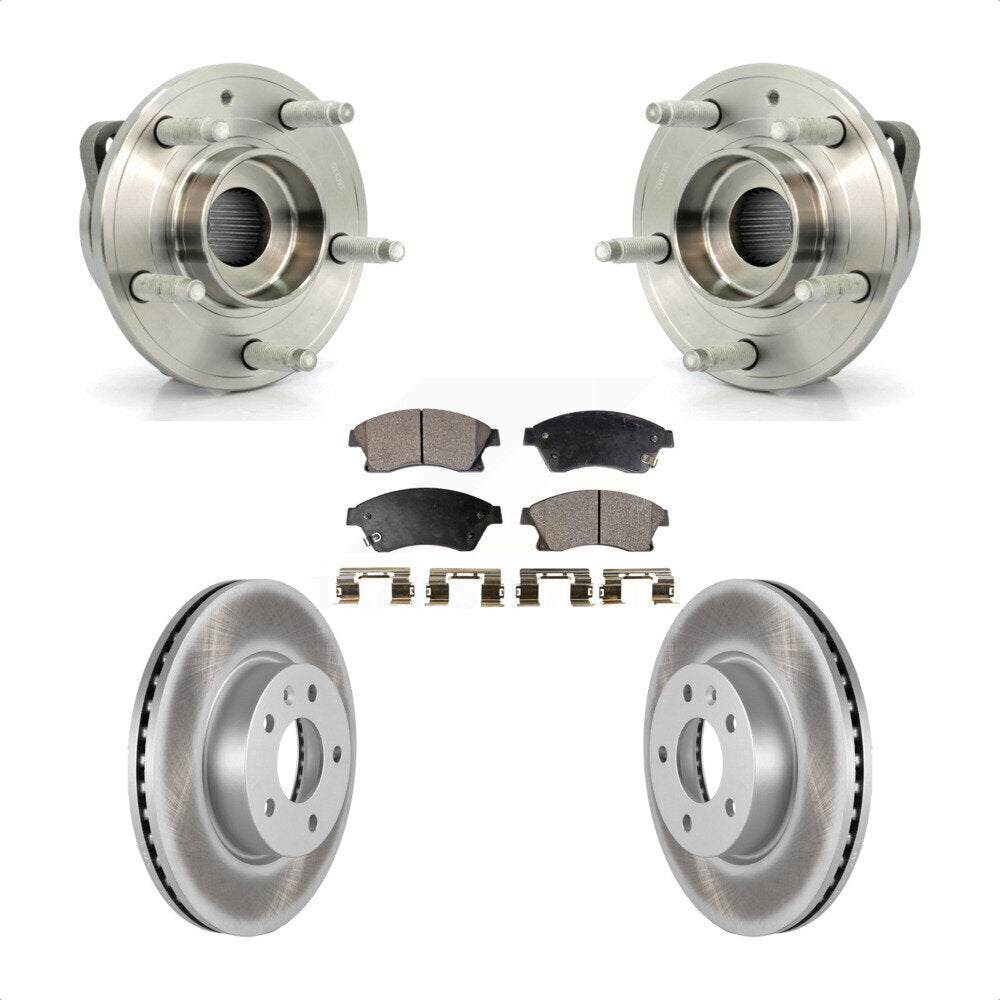 Front Hub Bearing Assembly With Coated Disc Brake Rotors And Ceramic Pads Kit For Cadillac ATS 300mm Diameter Rotor KBB-104674 by Transit Auto
