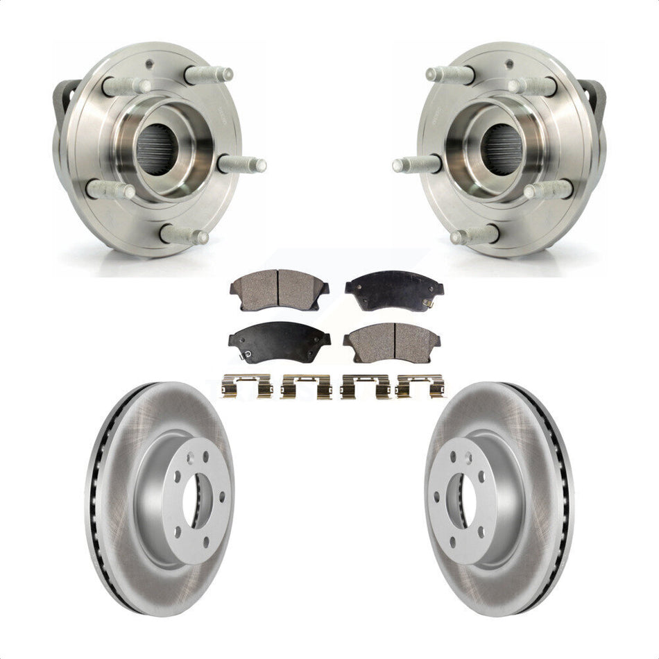 Front Hub Bearing Assembly With Coated Disc Brake Rotors And Ceramic Pads Kit For Cadillac ATS 300mm Diameter Rotor KBB-104674 by Transit Auto
