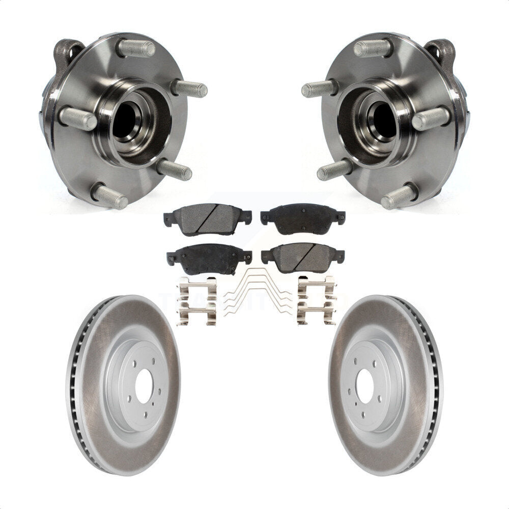 Front Hub Bearing Assembly With Coated Disc Brake Rotors And Ceramic Pads Kit For 2014 INFINITI Q60 Sport with RWD Without Package KBB-104697 by Transit Auto