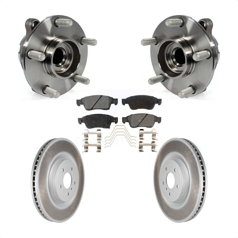 Front Hub Bearing Assembly With Coated Disc Brake Rotors And Ceramic Pads Kit For 2014 INFINITI Q60 Sport with RWD Without Package KBB-104697 by Transit Auto