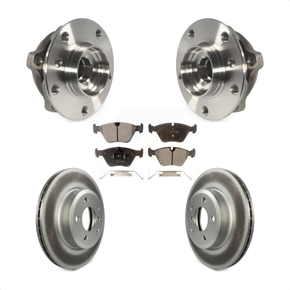 Front Hub Bearing Assembly With Coated Disc Brake Rotors And Ceramic Pads Kit For 2010 BMW X3 KBB-104748 by Transit Auto