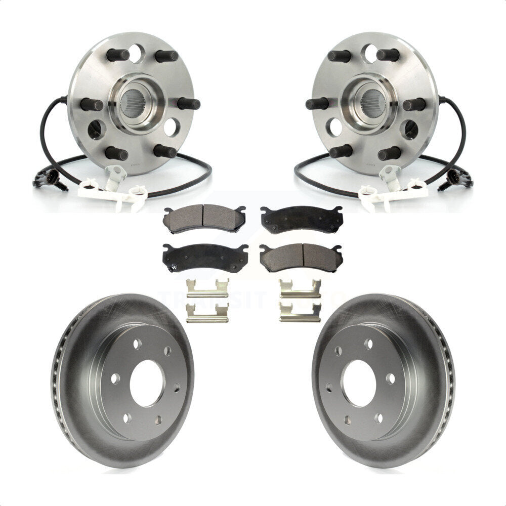 Front Hub Bearing Assembly With Coated Disc Brake Rotors And Ceramic Pads Kit For 2000 Chevrolet Tahoe Z71 with 4WD Rear Brakes KBB-104758 by Transit Auto